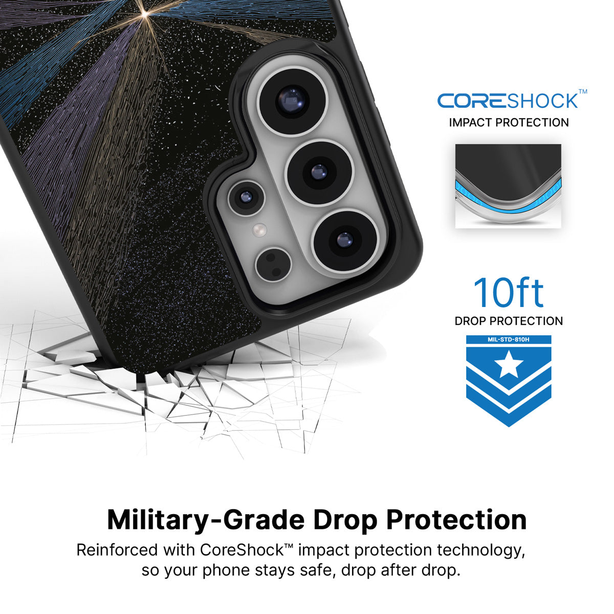 Falling Star Samsung Galaxy S26 Ultra case with 10ft military-grade drop protection