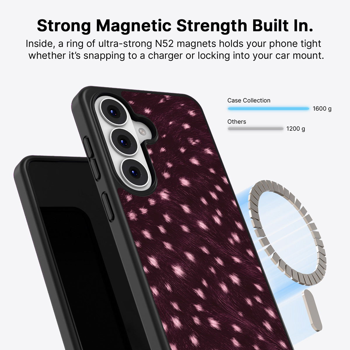 Samsung Galaxy S26 Plus Qi2 magnetic case with N52 magnets – Fawn Spots design