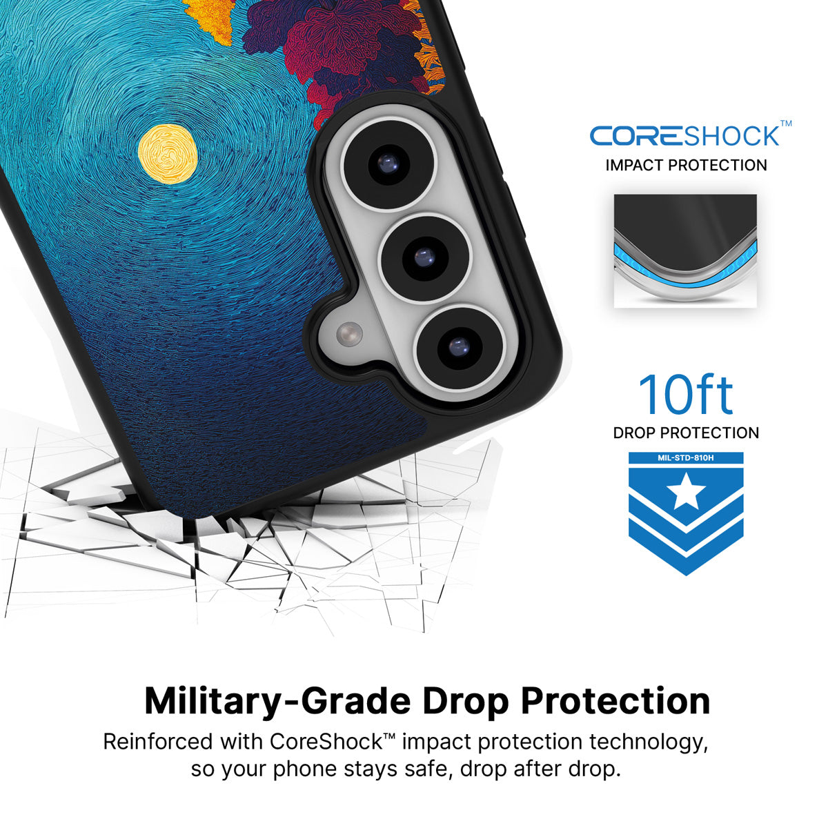 Folk Valley Samsung Galaxy S26 Plus case with 10ft military-grade drop protection