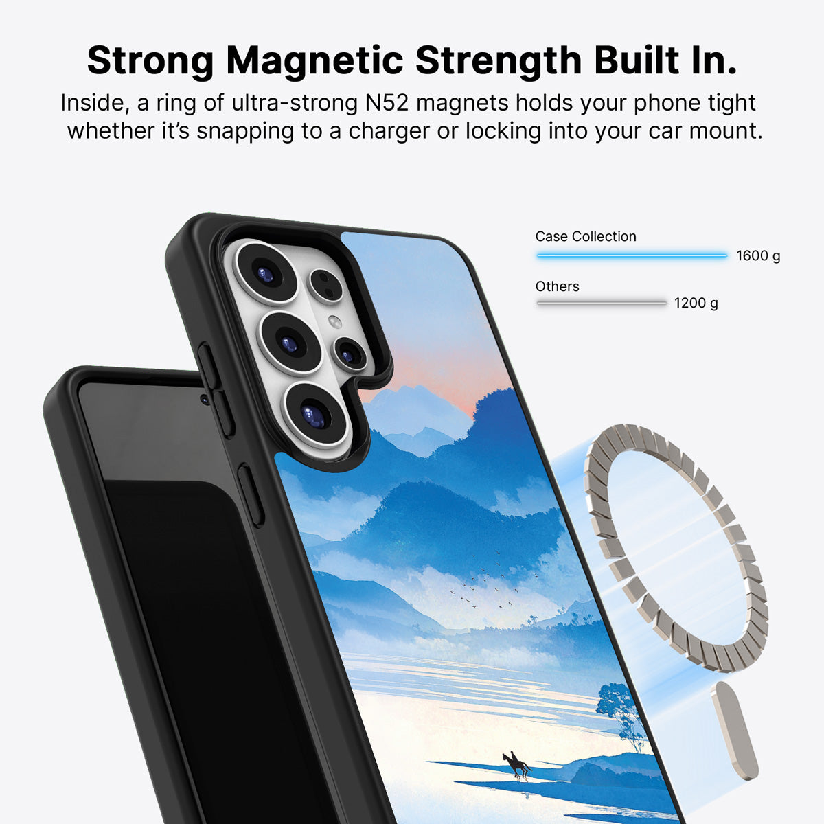 Samsung Galaxy S26 Ultra Qi2 magnetic case with N52 magnets – Globe Trotter design
