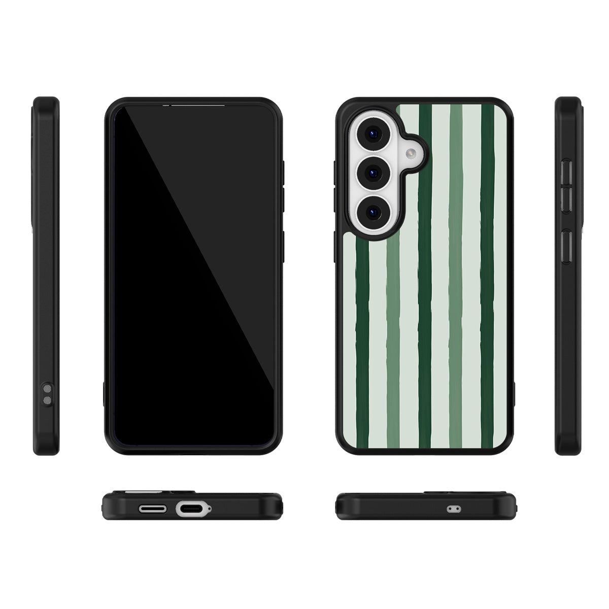 Green Watercolor Stripes Samsung Galaxy S26 Plus case – multi-angle view