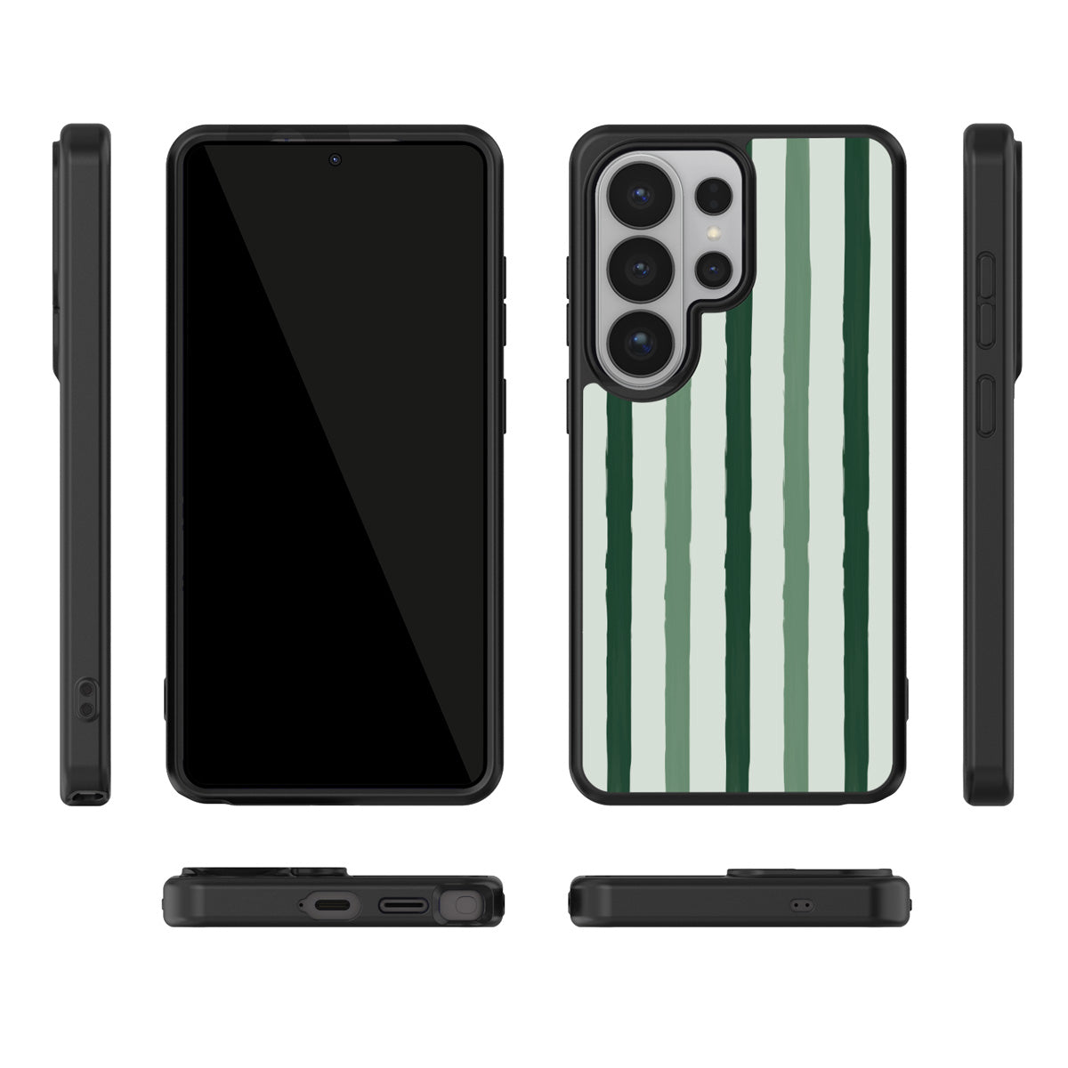 Green Watercolor Stripes Samsung Galaxy S26 Ultra case – multi-angle view
