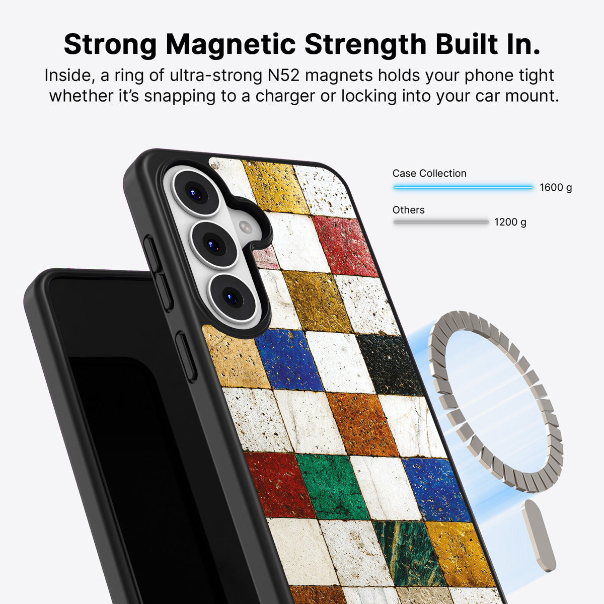 Samsung Galaxy S26 Plus Qi2 magnetic case with N52 magnets – Heritage Mosaic design