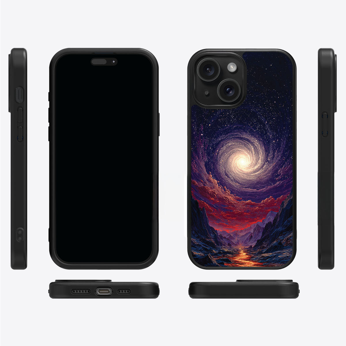 Cosmic Vortex iPhone 13 case cover – multi-angle view
