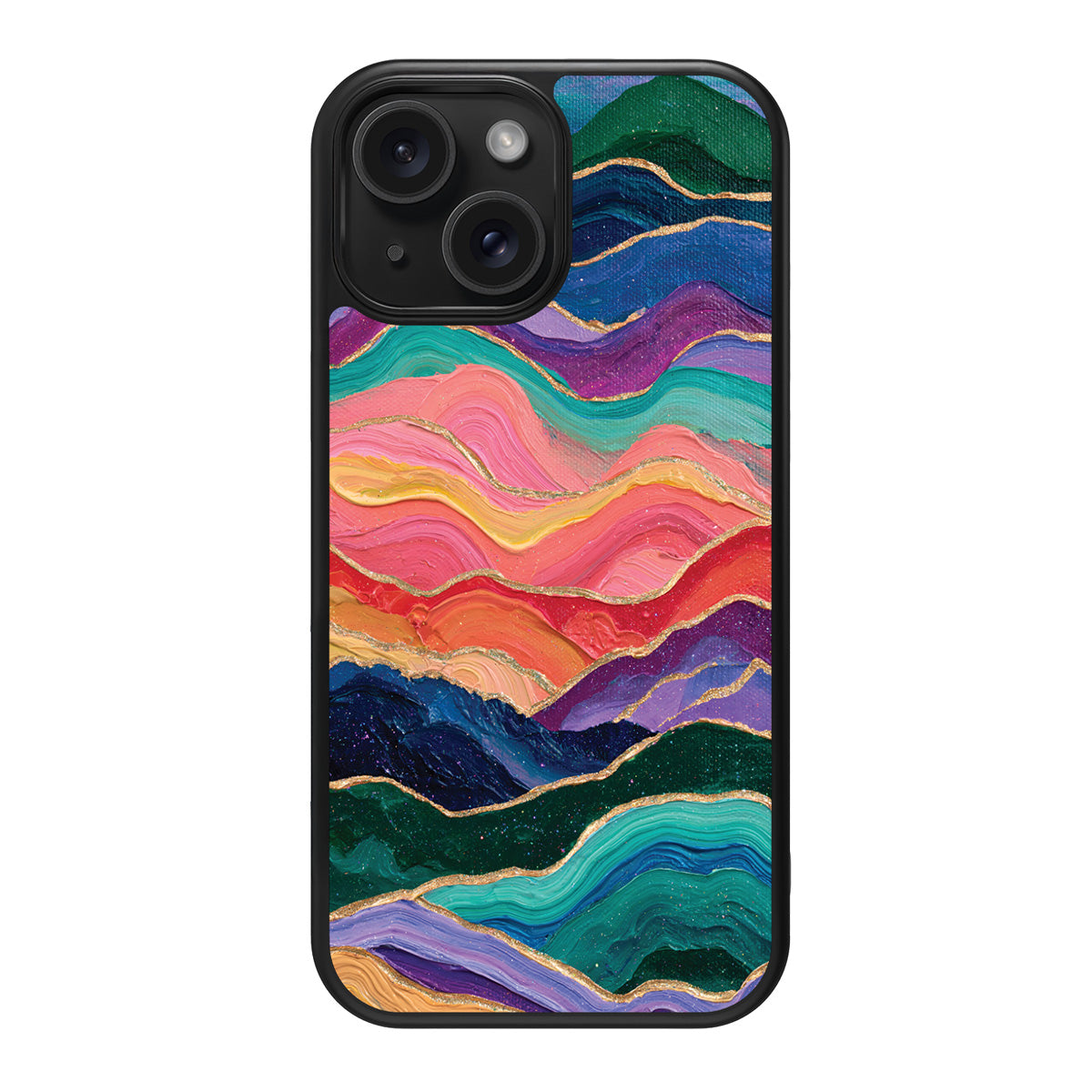 Painted Peaks design back view – iPhone 13 case
