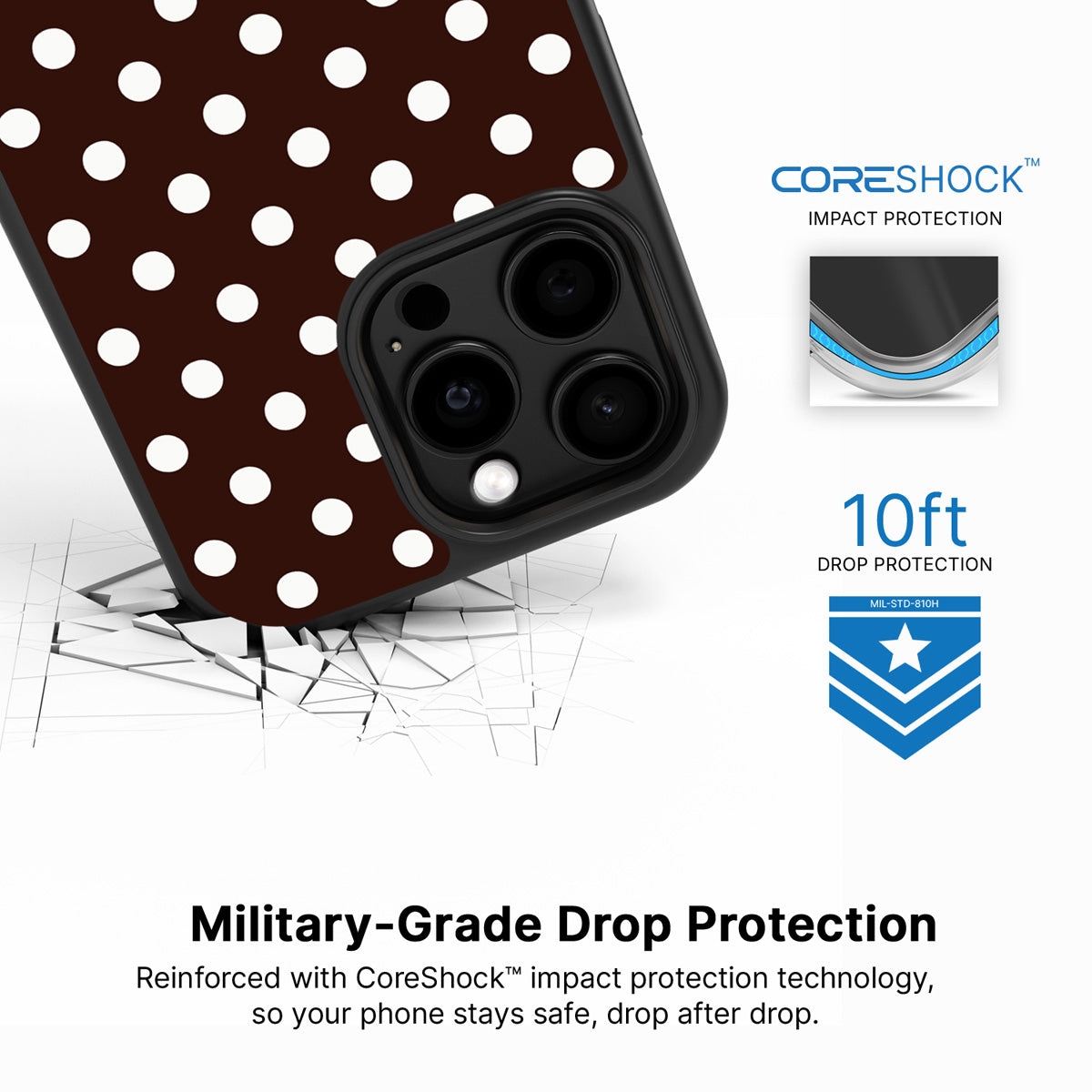 Cocoa Confetti iPhone 13 Pro case with drop protection