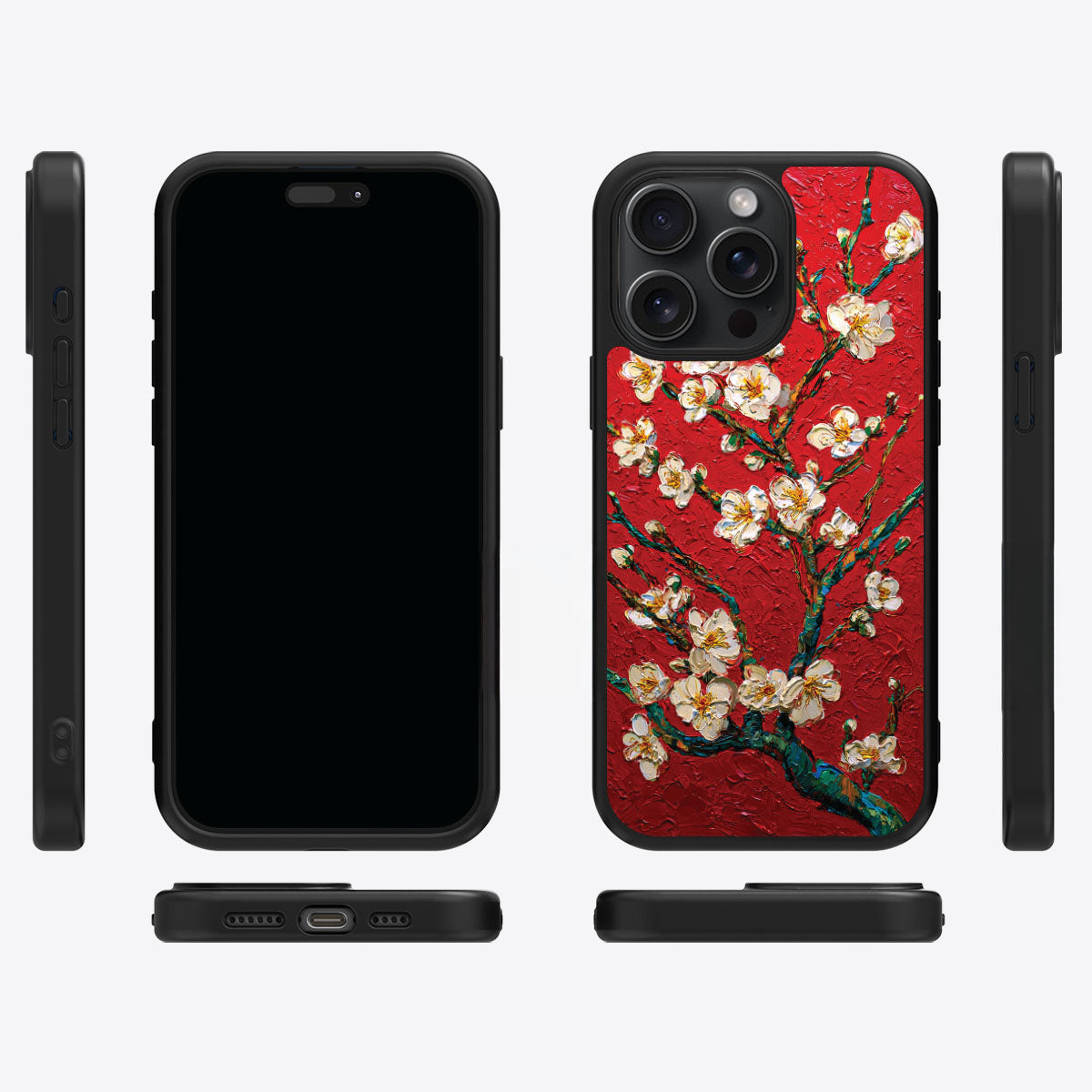 Crimson Blossom iPhone 13 Pro case cover – multi-angle view