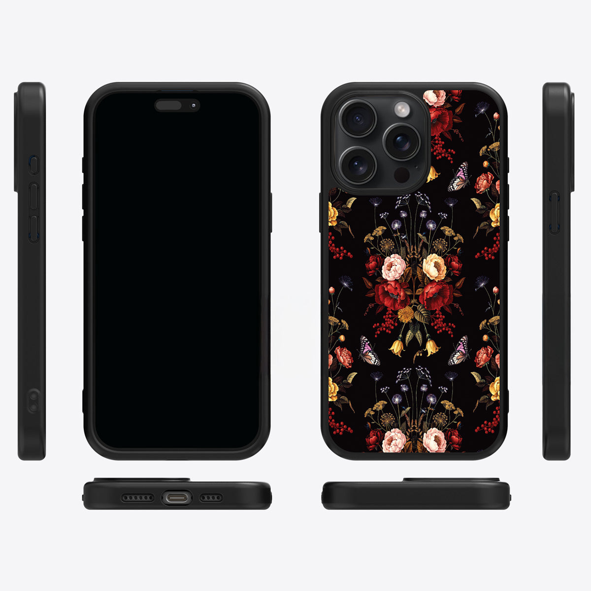 Kelmscott Bloom iPhone 13 Pro case cover – multi-angle view