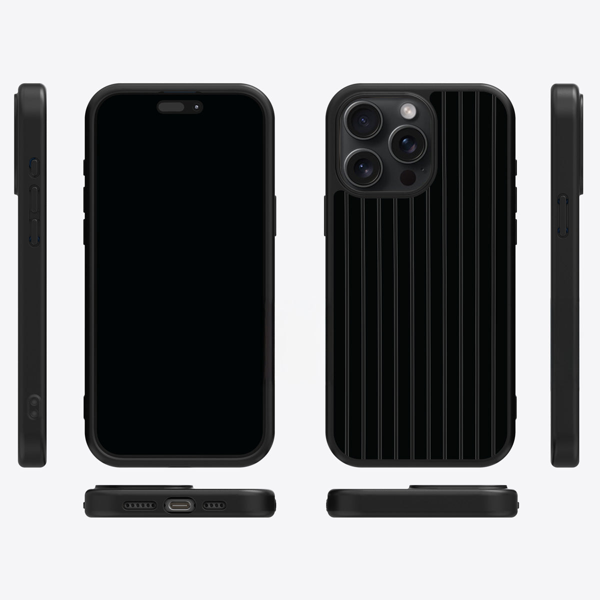Onyx Pinstripe iPhone 13 Pro Max case cover – multi-angle view