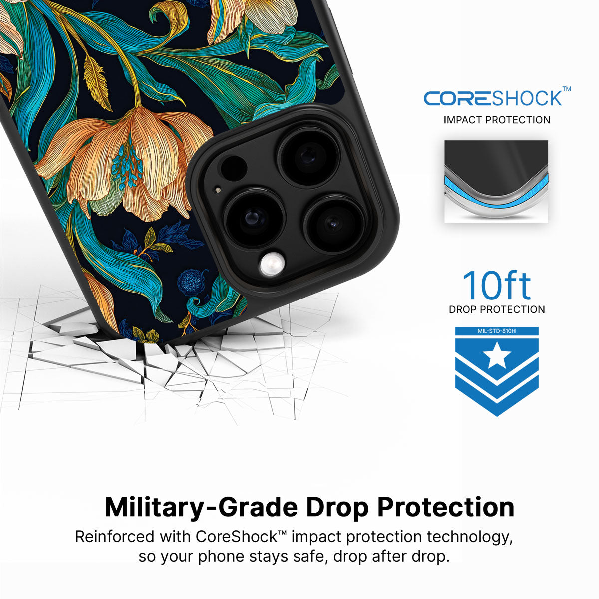 Blue Floral Designer iPhone 13 Pro Max Case – Tulip Play | MagSafe