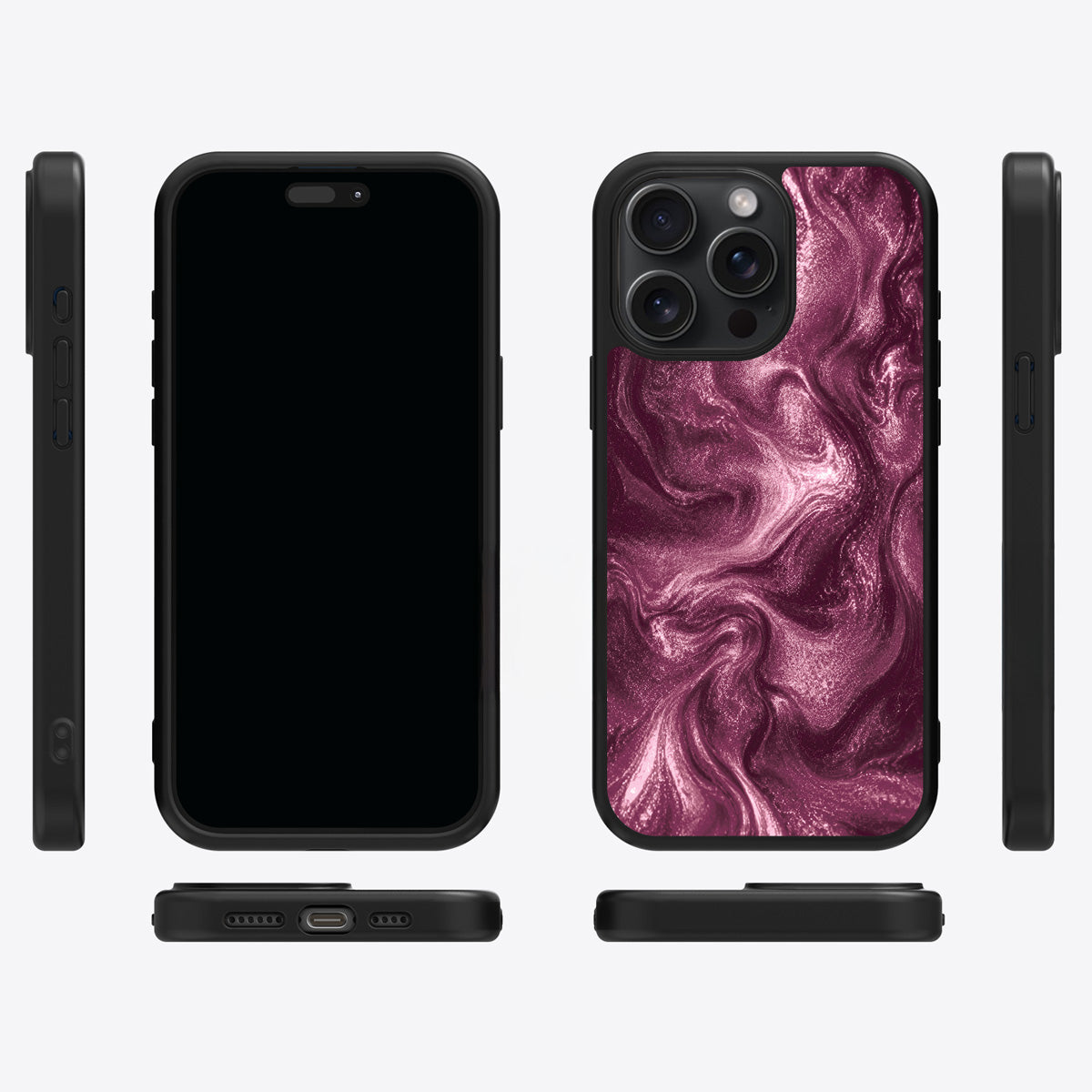 Wine Shimmer iPhone 13 Pro Max case cover – multi-angle view