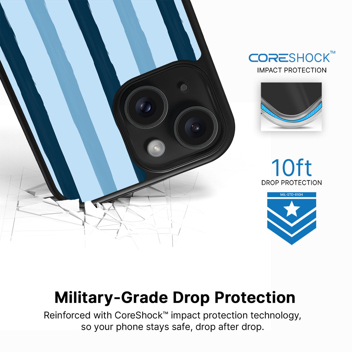 Blue Watercolor Stripes - iPhone 14 Case #case type_core (magsafe), #case type_core (non magsafe)