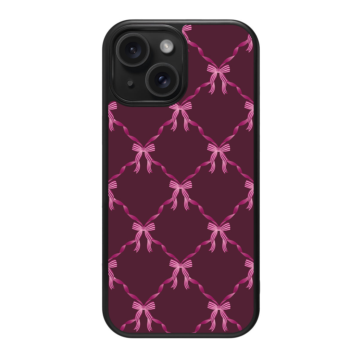 Bordeaux Bow design back view – iPhone 14 case