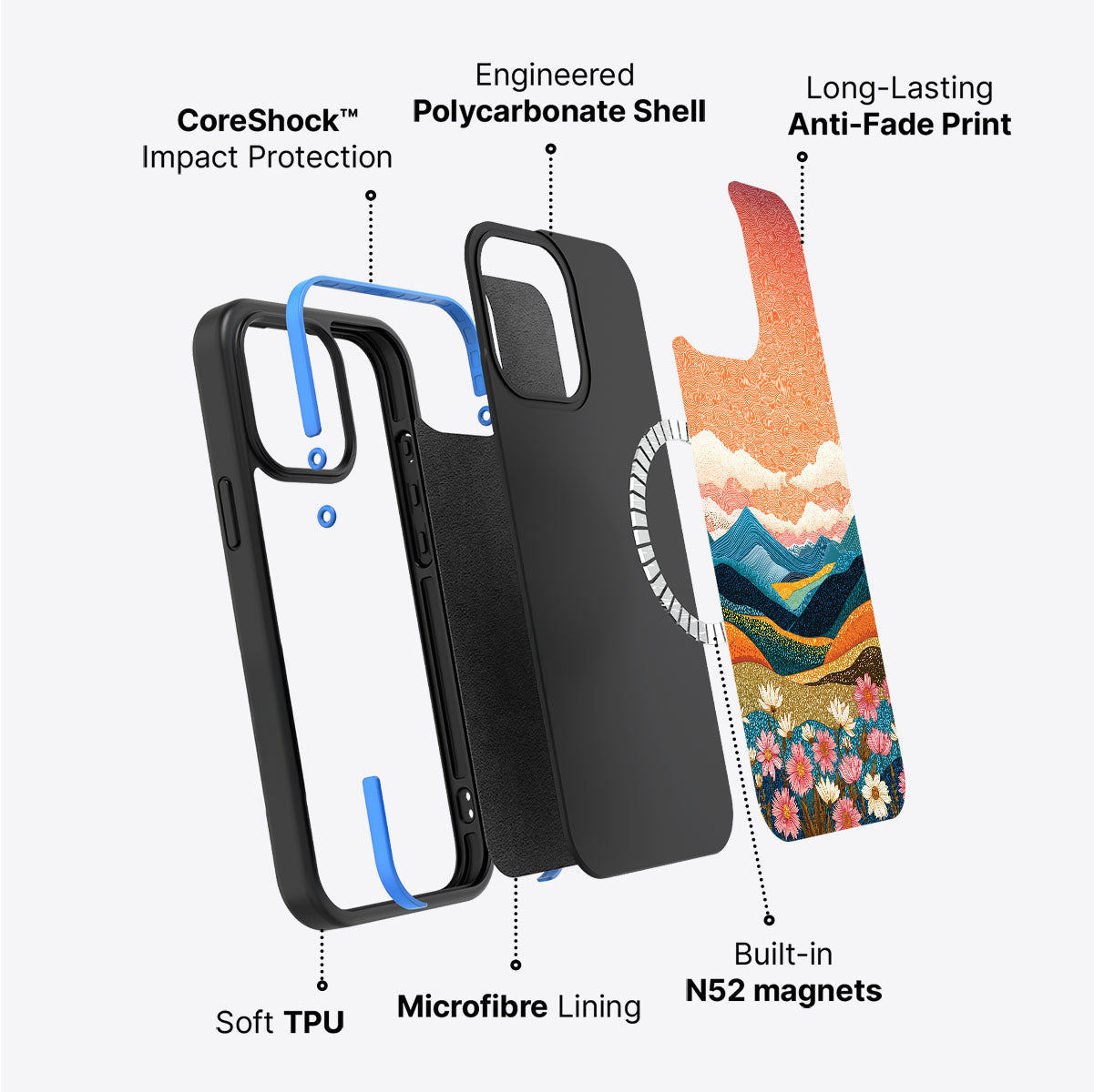 Sunset Designer iPhone 14 Case – Soft Horizon | MagSafe