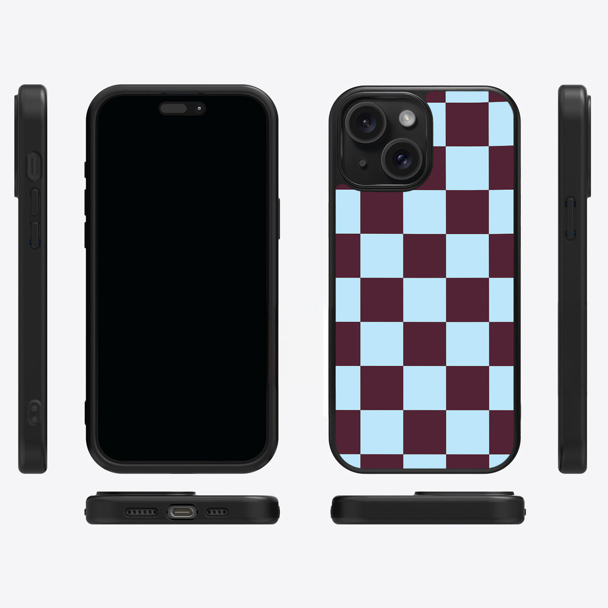 Cabernet Tile iPhone 14 Plus case cover – multi-angle view