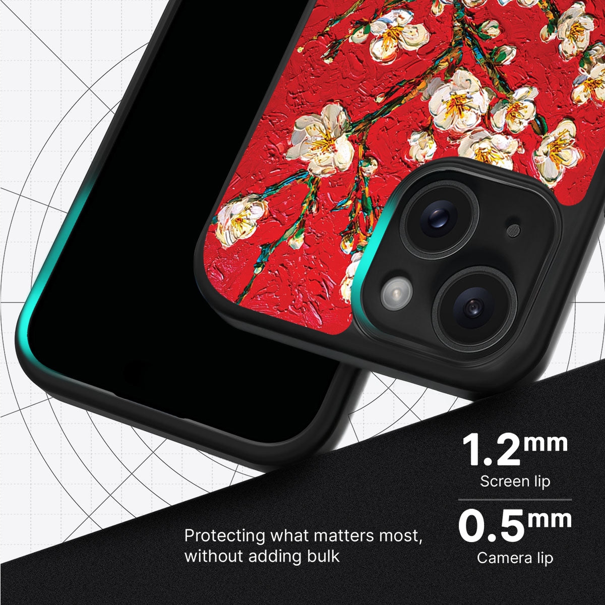 Crimson Blossom slim iPhone 14 Plus phone case