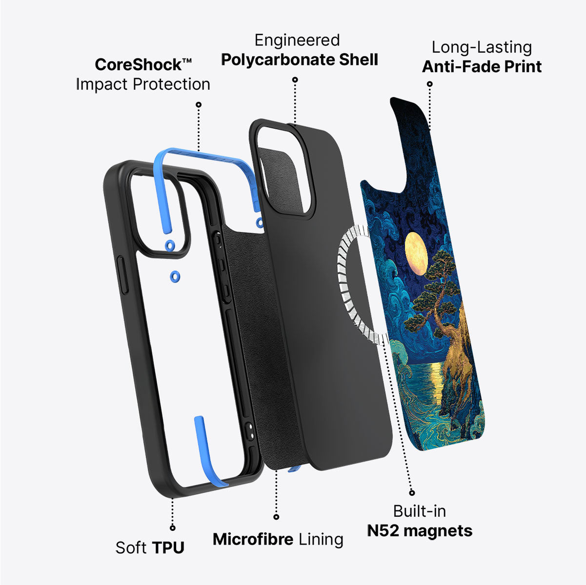 iPhone 14 Plus case construction – Moonlit Tide phone case