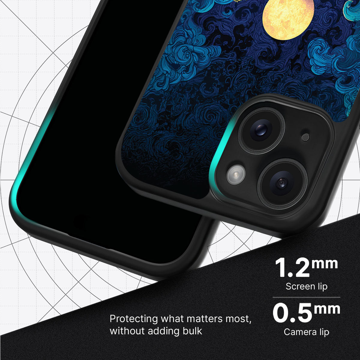 Moonlit Tide slim iPhone 14 Plus phone case