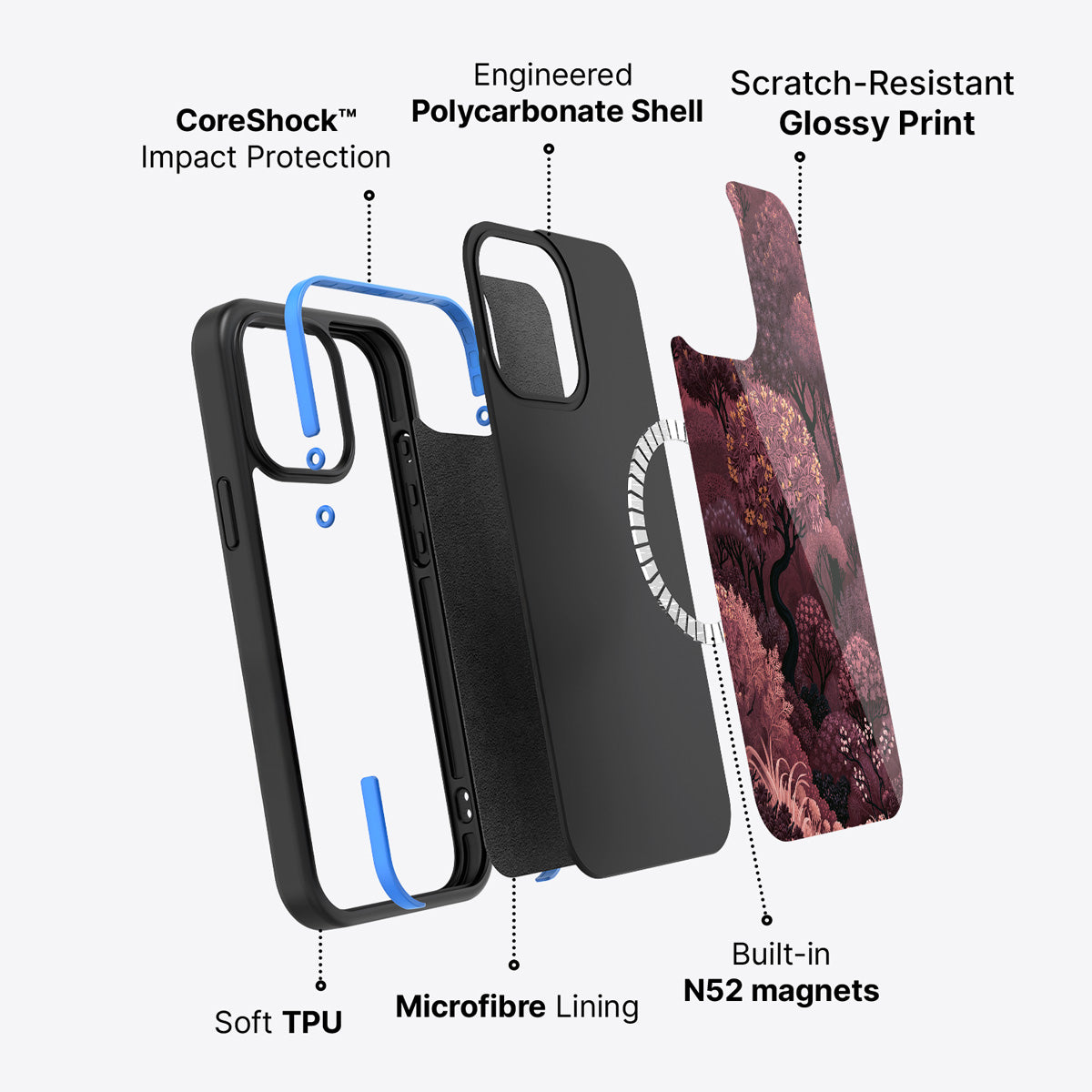 iPhone 14 Plus case construction – Velvet Reverie phone case
