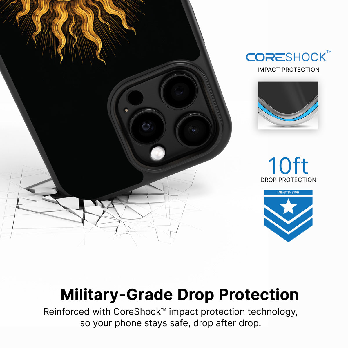 Celestial Sun iPhone 14 Pro case with drop protection