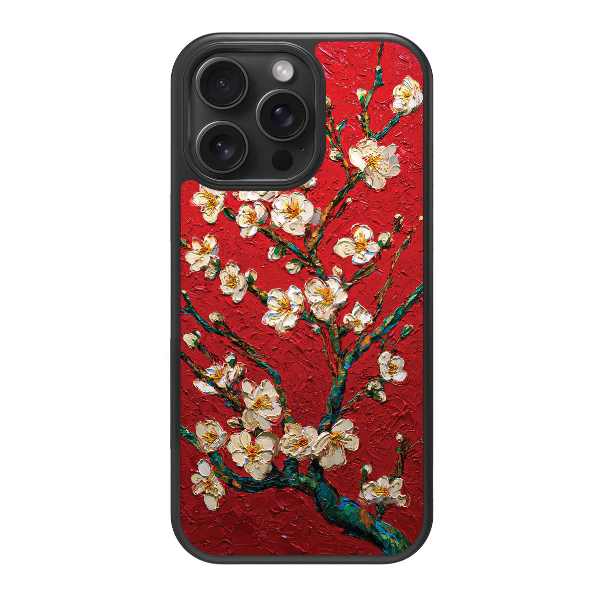 Crimson Blossom design back view – iPhone 14 Pro case