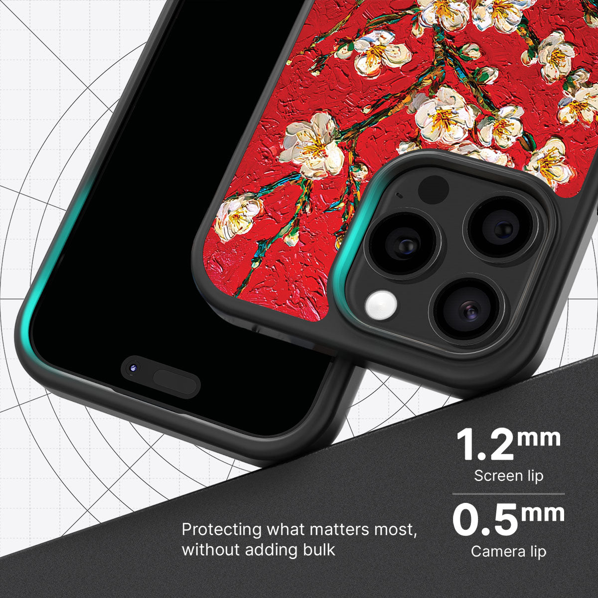 Crimson Blossom slim iPhone 14 Pro phone case