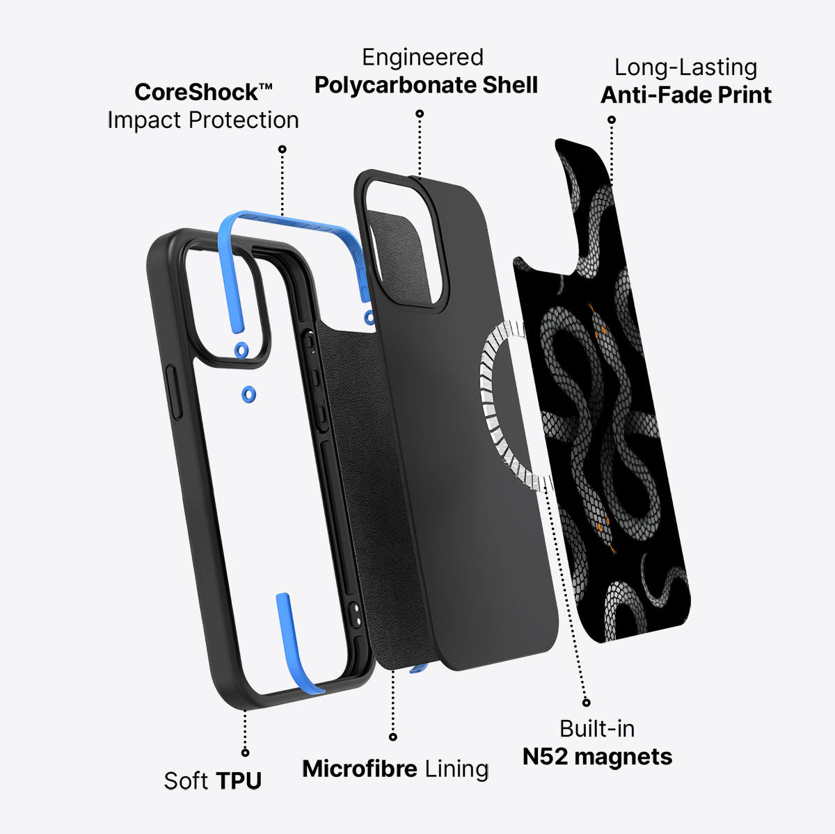 Noir Serpent - iPhone 14 Pro Case #case type_core (magsafe)