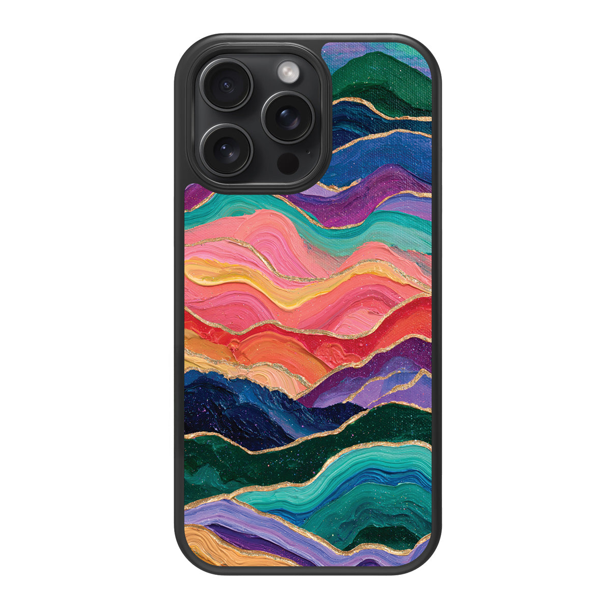 Painted Peaks design back view – iPhone 14 Pro case