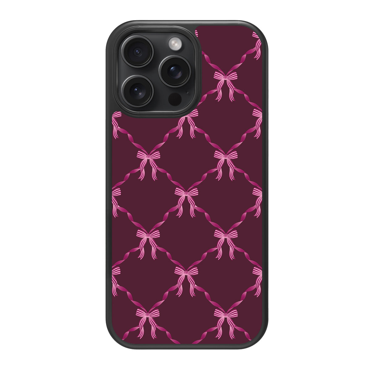 Bordeaux Bow design back view – iPhone 14 Pro Max case