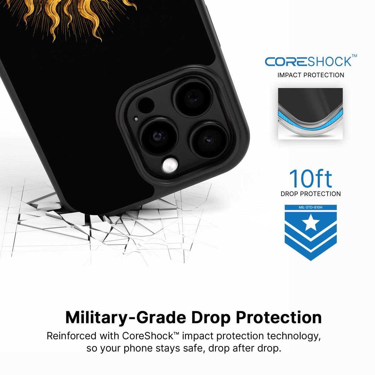 Celestial Sun iPhone 14 Pro Max case with drop protection