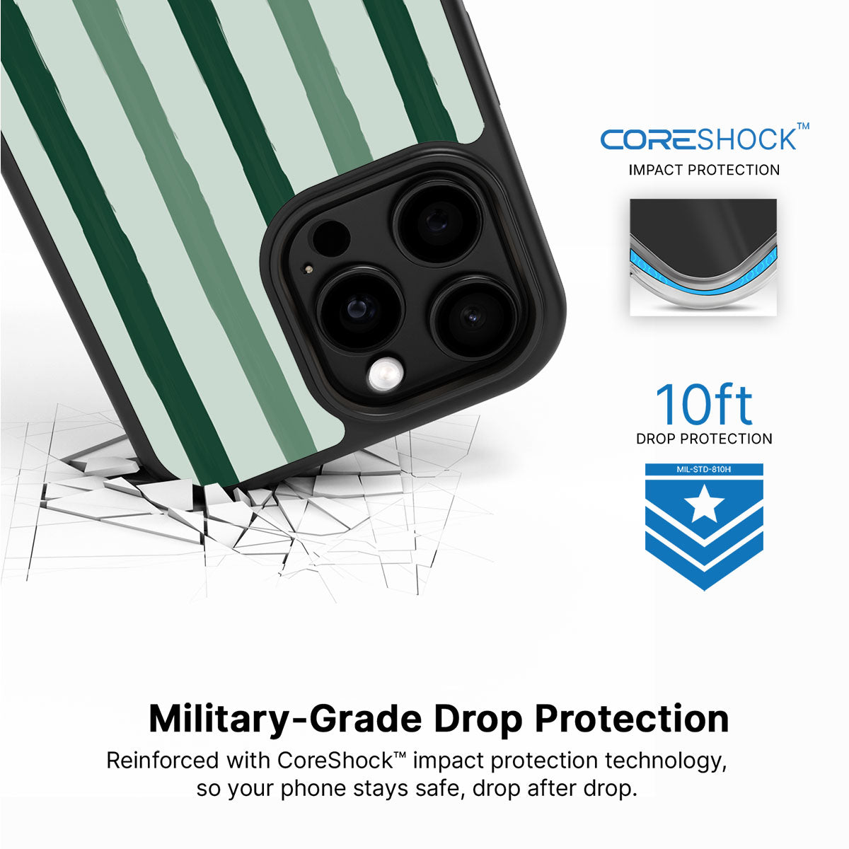 Green Watercolor Stripes - iPhone 14 Pro Max Case #case type_core (magsafe), #case type_core (non magsafe)