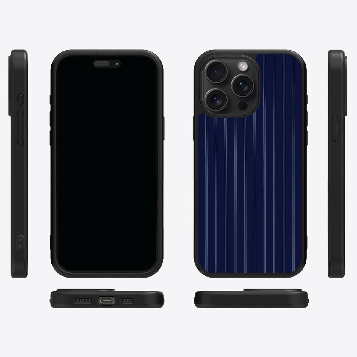Ink Pinstripe iPhone 14 Pro Max case cover – multi-angle view