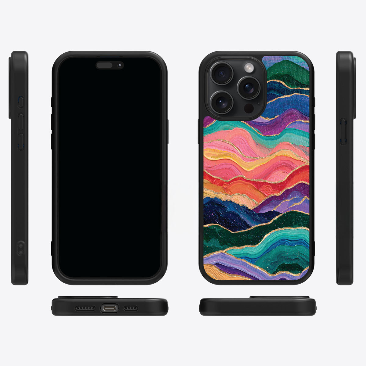 Painted Peaks iPhone 14 Pro Max case cover – multi-angle view