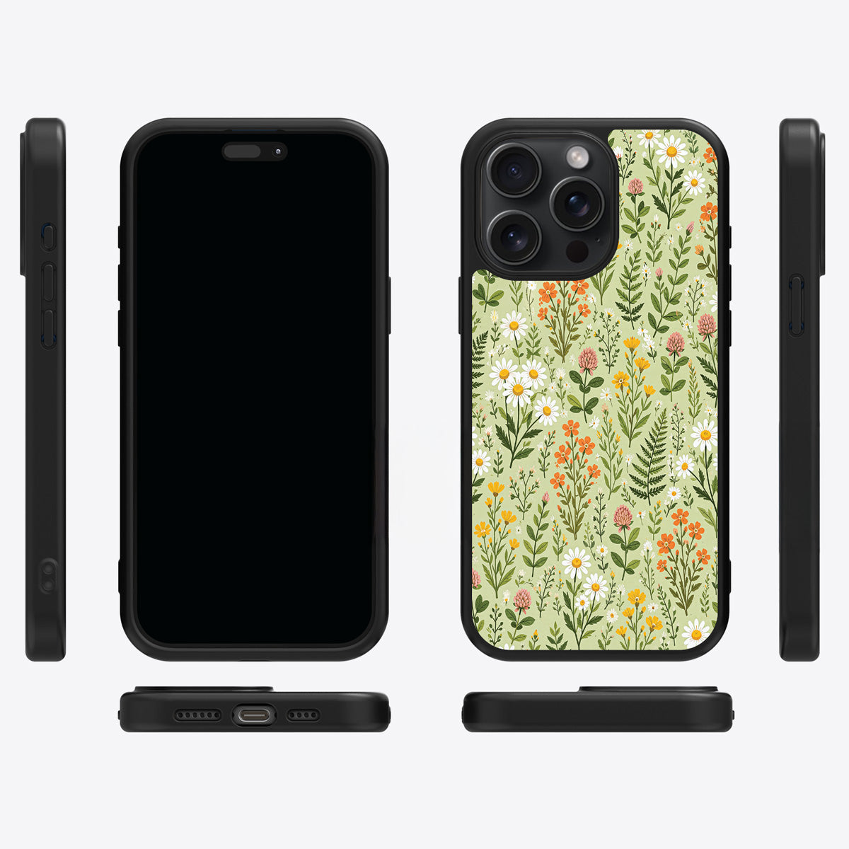 Wildflower Meadow iPhone 14 Pro Max case cover – multi-angle view