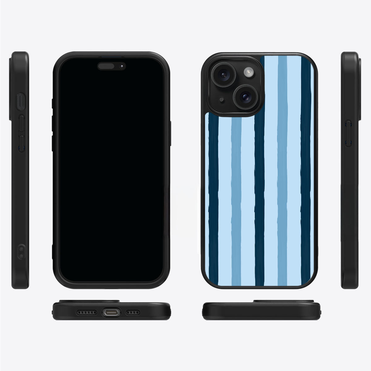 Blue Watercolor Stripes - iPhone 15 Case #case type_core (magsafe), #case type_core (non magsafe)