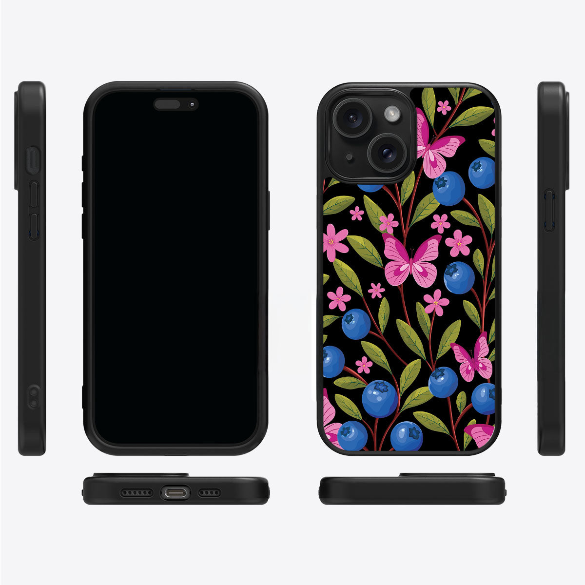 Blueberry Butterflies - iPhone 15 Case #case type_core (magsafe), #case type_core (non magsafe)