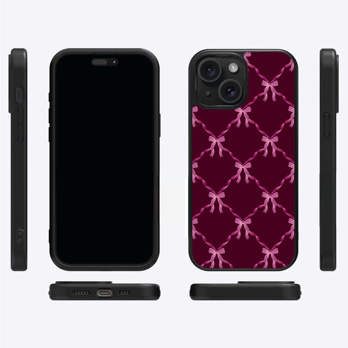 Bordeaux Bow - iPhone 15 Case
