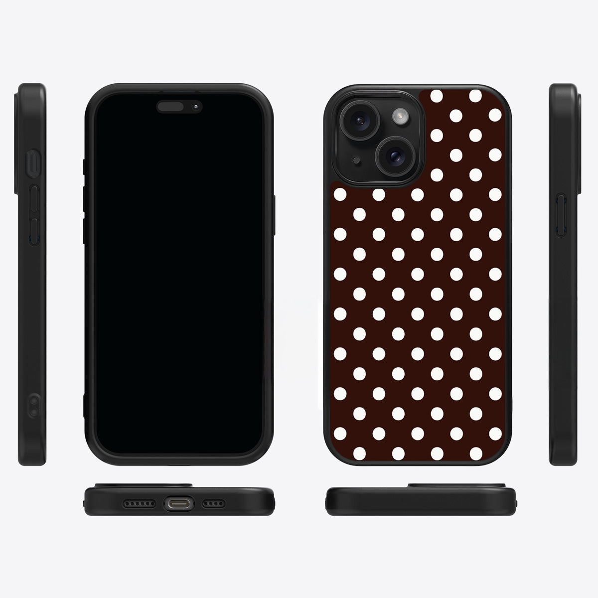 Cocoa Confetti iPhone 15 case cover – multi-angle view