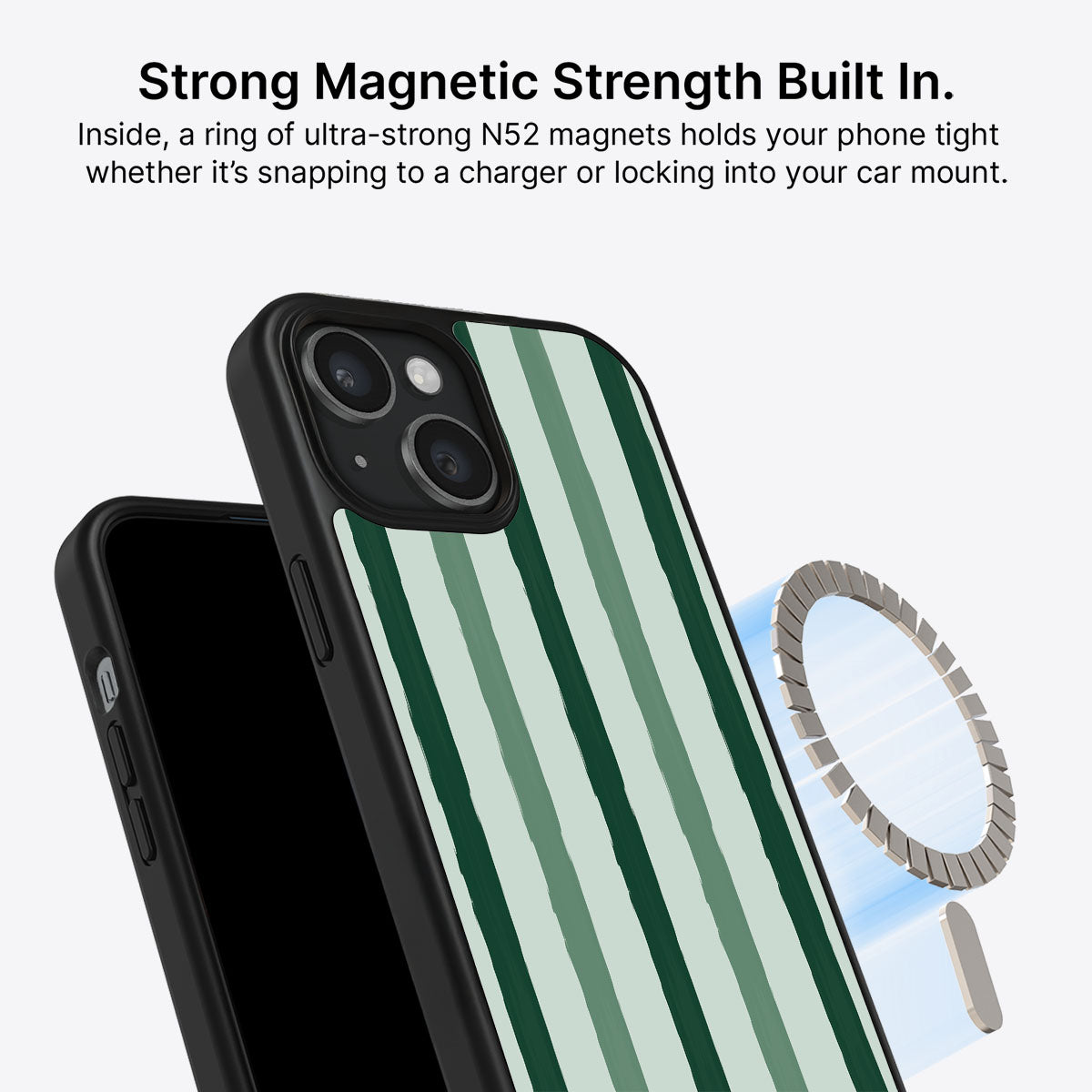 Green Watercolor Stripes - iPhone 15 Case #case type_core (magsafe)