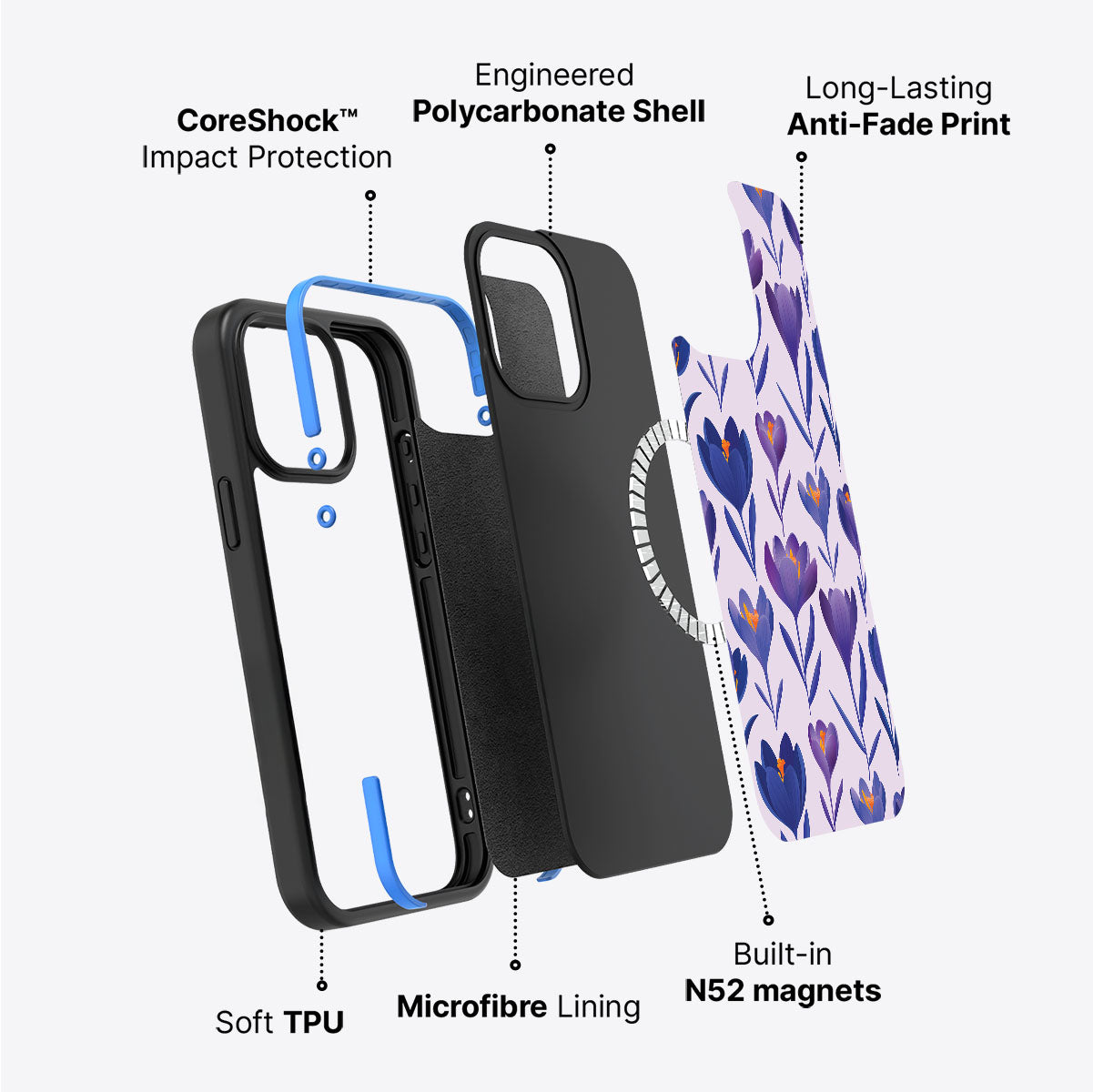 Midnight Crocus - iPhone 15 Case