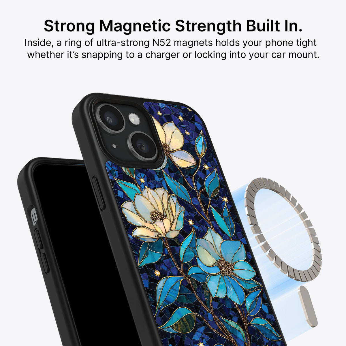 iPhone 15 Case with MagSafe – Midnight Magnolia