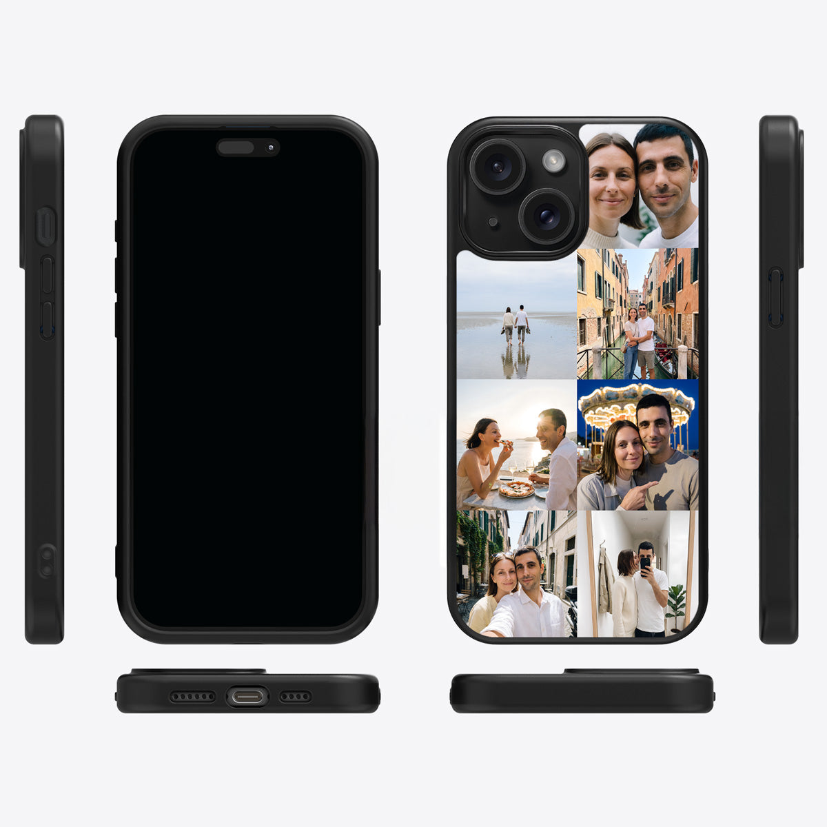 Personalised Photo Collage iPhone 15 case – multi-angle view
