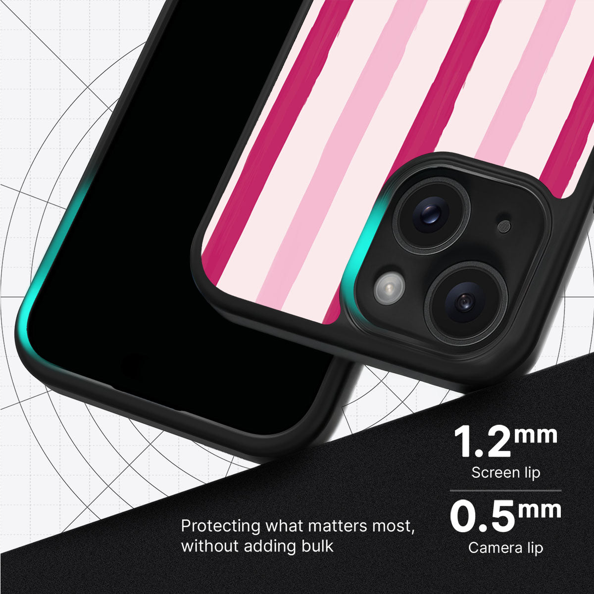 Pink Watercolor Stripes - iPhone 15 Case #case type_core (magsafe), #case type_core (non magsafe)