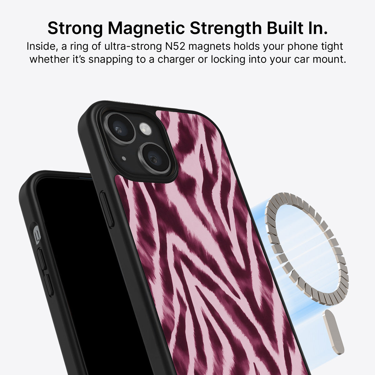 iPhone 15 MagSafe case – Sangria Zebra design