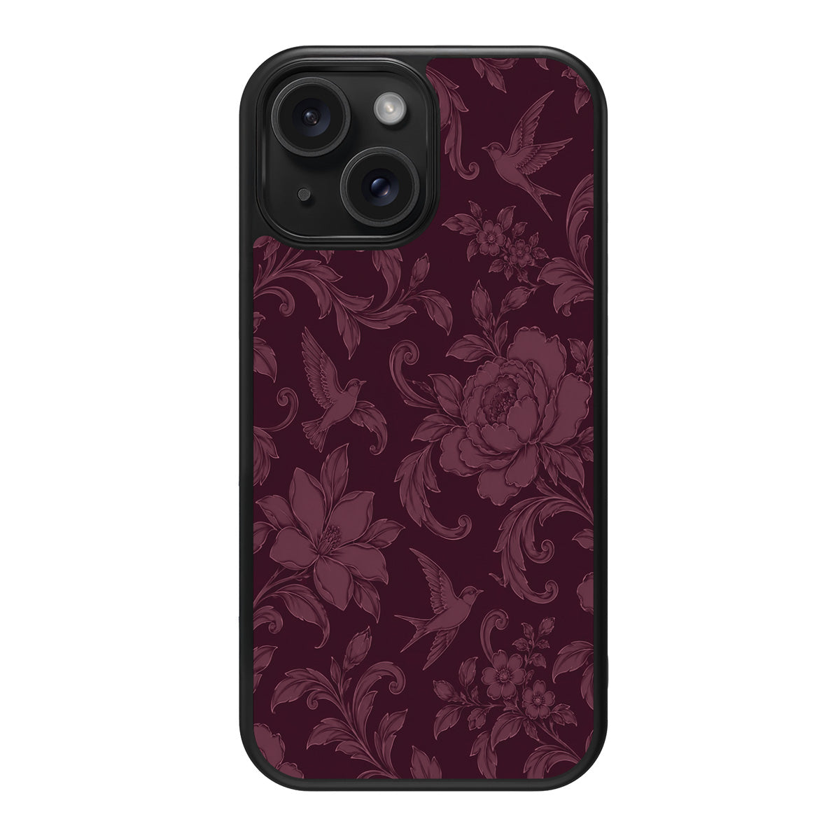 Swallow Damask design back view – iPhone 15 case