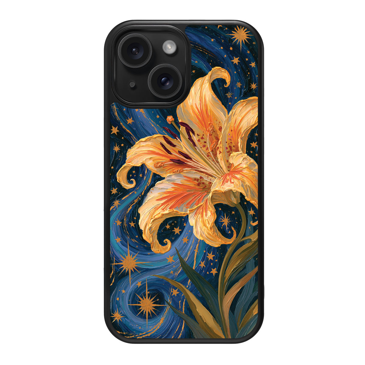 Celestial Bloom design back view – iPhone 15 Plus case