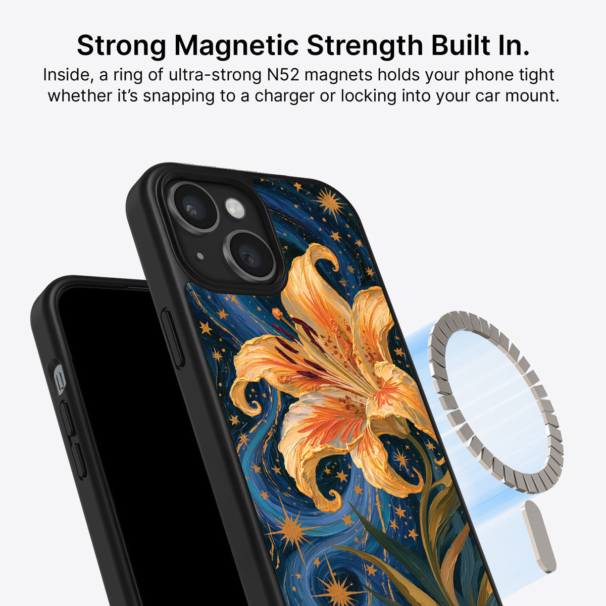 iPhone 15 Plus MagSafe case – Celestial Bloom design