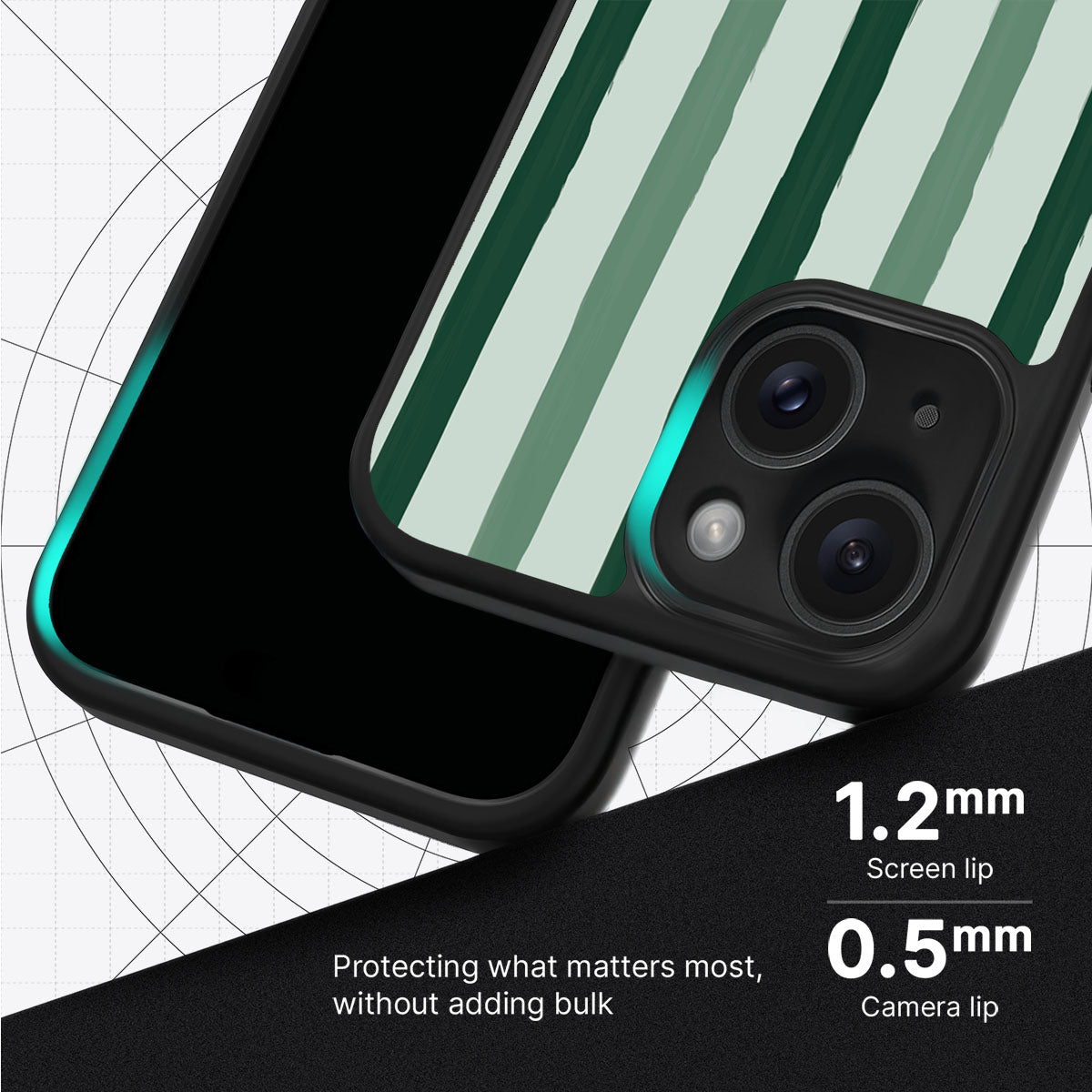 Green Watercolor Stripes - iPhone 15 Plus Case #case type_core (magsafe), #case type_core (non magsafe)