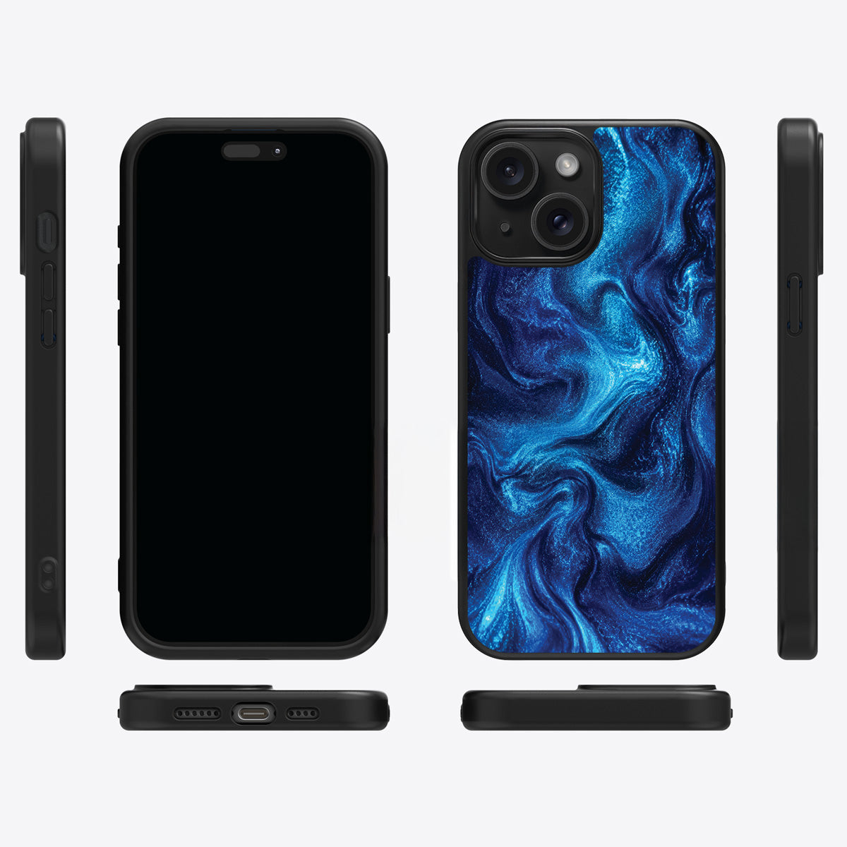 Blue Marble Designer iPhone 15 Plus Case – Indigo Impasto | MagSafe