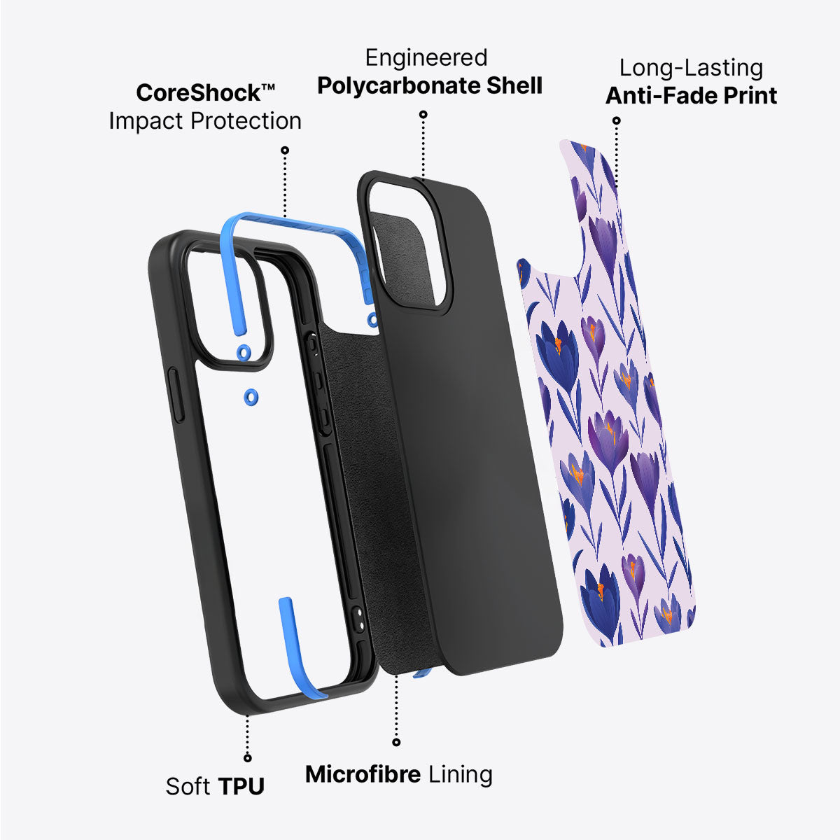 Midnight Crocus - iPhone 15 Plus Case #case type_core (non magsafe)